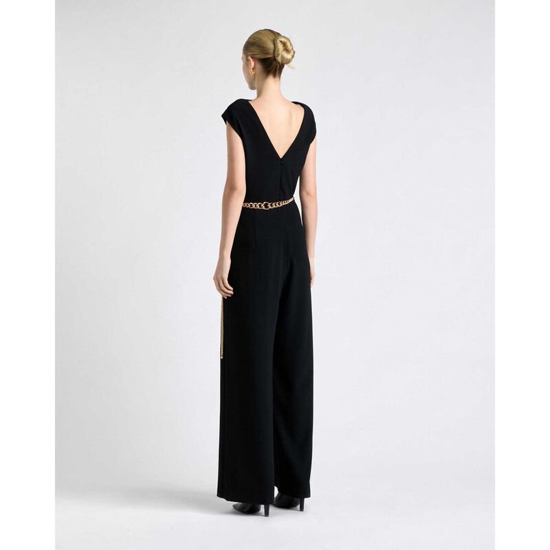 Cue Recycled Crepe Chain Belt Jumpsuit image number 1
